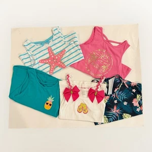 Lot of 5 Tank Tops Graphic Print Summer Beach Tropical Girls Size 4 - Picture 1 of 23