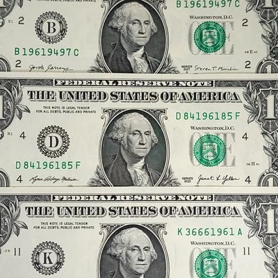 Juego de billetes de año de nacimiento 1961 billete de 1 dólar Estados Unidos número de serie elegante lote de 3 Foto 1 de 4