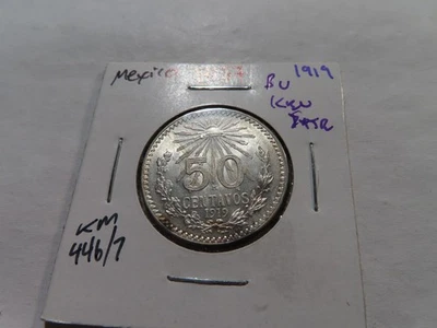 H157 Mexico 1919 Silver 50 Centavos BU Key Date - Image 1 of 2