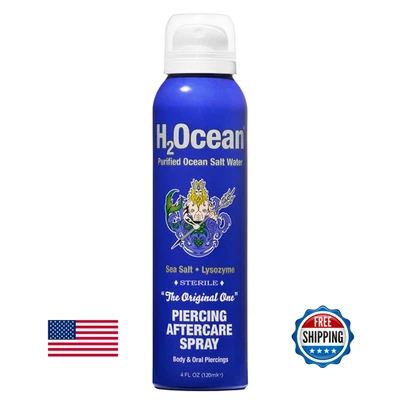 H2Ocean Piercing Aftercare 喷雾和 Keloid Bump 去除 - 海盐喷雾 4 盎司 — 第 1/4 张图片