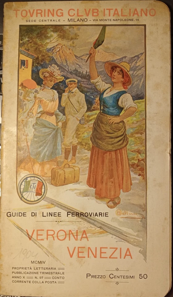 1905 Touring Club Italiano - Guida di linee ferrovie "Verona - Venezia" - Immagine 1 di 4