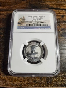 2018-S 25C Block Island, SILVER REVERSE PROOF Quarter, NGC PF70  - Picture 1 of 2