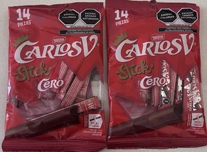 2 BOLSAS - Carlos V Nestlé Leche Chocolate Estilo Palo SIN AZÚCAR MX Producto 28 Barras - Imagen 1 de 9