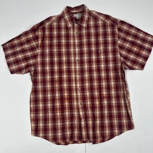 Vintage 90s GUESS JEANS Shirt Mens Sz Large L Plaid Canvas Button Front Red - Picture 1 of 4
