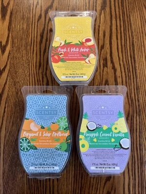 3 Scentsy Wax Bricks 15oz Bergamot Solar Driftwood Pineapple Coconut Peach Amber - Image 1 of 4