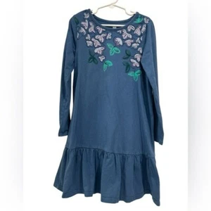 Tea Collection Blue Cotton Floral Long Sleeve Casual Midi Dress - Size 8 - Picture 1 of 7