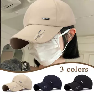 Large Curved Brim Solid Plain Baseball Cap Trucker Hat Ball Men Women Adjustable - Picture 1 of 20