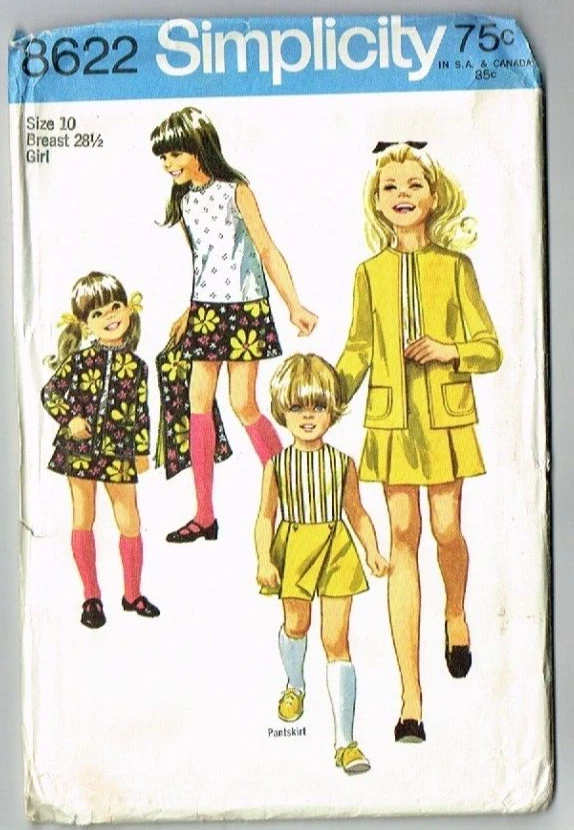 Pantskirt Skirt Top Jacket Simplicity 8622 Sewing Pattern 1960's VTG Sz 10 Uncut - Image 1 of 2