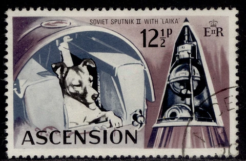 ASCENSION QEII SG145, 12½p sputnik 2 & space dog, FINE USED Cover