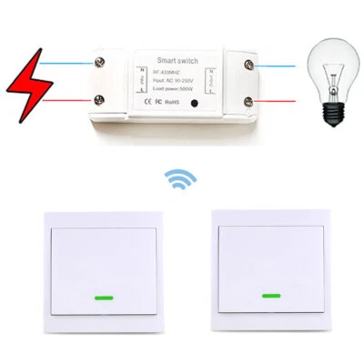 433Mhz 230V Funk Lichtschalter Empfänge An Aus Taster Funkschalter Wandschalter - Bild 1 von 4