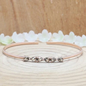1.01 Ct Pear Salt And Pepper Diamond Bracelet 14K Rose Gold Engagement Bracelet - Picture 1 of 6