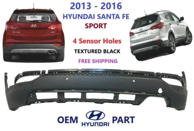 2013 2014 2015 2016 OEM Hyundai Santa Fe Sport Rear Lower Bumper W/ Sensor Holes - Image 1 of 4