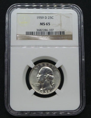 1959-D Washington Silver 25c Quarter Slabbed NGC MS 65 - B723 Cover