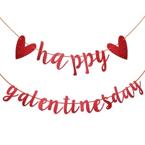 Happy Galentine's Day Banner Heart Garland Banner Sign for Ladies Girls Friends - Picture 1 of 6