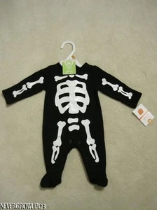 CARTERS HALLOWEEN GLOW-IN-THE DARK SKELETON OUTFIT~COSTUME~NEWBORN~3 M~6 M~9 M~N - Picture 1 of 4