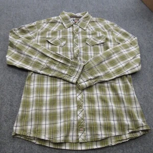Dickies Shirt Mens XL Green Plaid Pockets Long Sleeve Pearl Snap Button Western - Picture 1 of 10