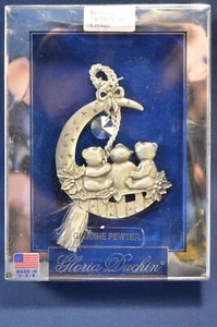 GLORIA DUCHIN CHRISTMAS ORNAMENT,SWAROVSKI CRYSTAL,PEWTER,BEARS,MOON,NEW - Picture 1 of 3