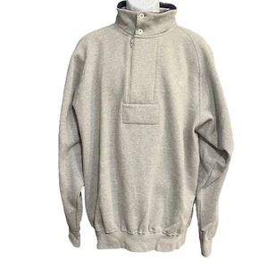 90s Nautica Quarter Zip Button Pullover Sweatshirt Gray Fleece XL Mock Neck Vtg - Picture 1 of 10