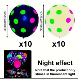 20pcs Neon Glow Balloons - Party Decorations Balloons, Dots - Picture 1 of 5