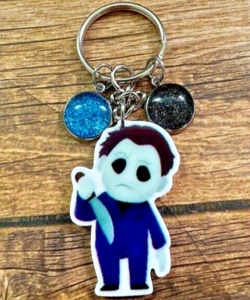 Michael Halloween Movie Character Key Chain Backpack Tag Zipper Pull Glitter RTS - Picture 1 of 1
