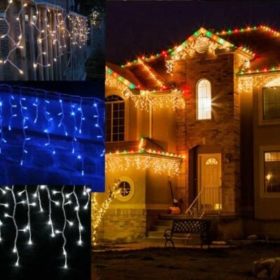 6M/10M 120/300/400/800 LED Icicle Christmas Fairy Lights (Warm/Cool/Blue/B&W) - Image 1 of 4