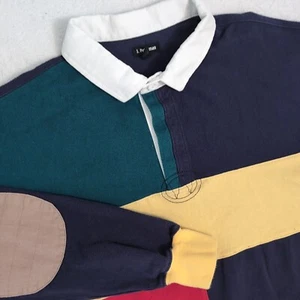 J Peterman Rugby Multicolor Colorblock Elbow Pads Long Sleeve Men's Sm - Picture 1 of 8