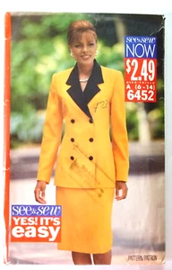 Butterick See and Sew 6452 Very Easy Misses Top & Skirt 6-14 Vintage 1992 - Picture 1 of 2