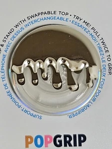 POPSOCKETS POPGRIP PHONE GRIP STAND SWAPPABLE TOP PREMIUM CHROME SILVER DRIP - Picture 1 of 7
