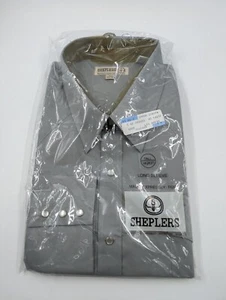 Camisa Western Sheplers Vintage Nueva Manga Larga Algodón Gris 18 1/2 x 37 Alto - Imagen 1 de 3
