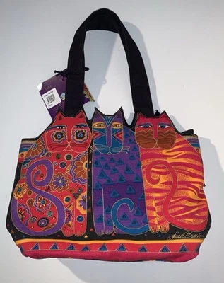 NWT Laurel Burch Feline Friends Cats Cutout Shoulder Purse Colorful Tote Handbag - Image 1 of 4