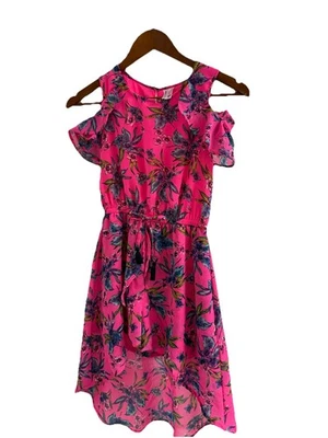Japna Kids Floral Dress Pink Girls Size 12 Sleeveless Bright Tropical Print - Image 1 of 4