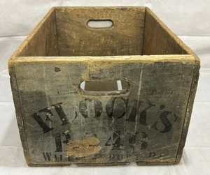 Flocks Beer Crate Box Ale Williamsport Vintage Antique Wood Natural Patina Old - Picture 1 of 15