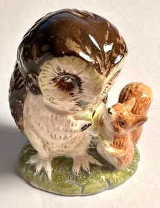 Vintage Beatrix Potter Old Mr. Brown Owl & Squirrel Royal Albert Figurine 3” - Picture 1 of 3