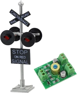 Scale Train Track Crossing Sign 4 LED Flasher Red Signal Lights - Picture 1 of 9