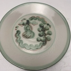 Assiette à dîner vintage M.A Hadley, Kentucky Pottery vert raisin et poire 11" défaut* - Photo 1/7