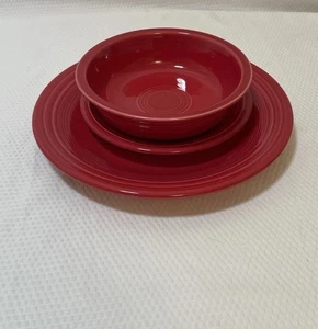 Fiestaware Red 3PC Dinner Set. Dinner & Bread Plate & Soup Bowl - Picture 1 of 7