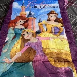 Disney Princess Sleeping Bag Belle Ariel Rapunzel Castle Purple Pink Full Zipper - Picture 1 of 13