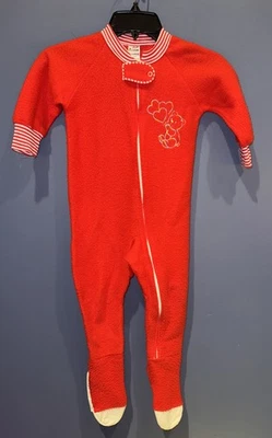XL Dr. Dentons Kids Zip Footed One Piece Red Pajamas PJs Sleepwear Vintage Talon - Image 1 of 4