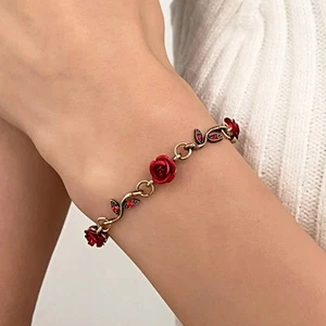 Exquisite Women's Jewelry Set with Retro Roses Bracelet Earrings and Necklace - Picture 1 of 7