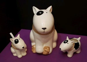 Bullterrier Cookie Jar Lot Hund Creamer & Sugar Bowl Hundestatue Leckerlis Glas Bully - Bild 1 von 24