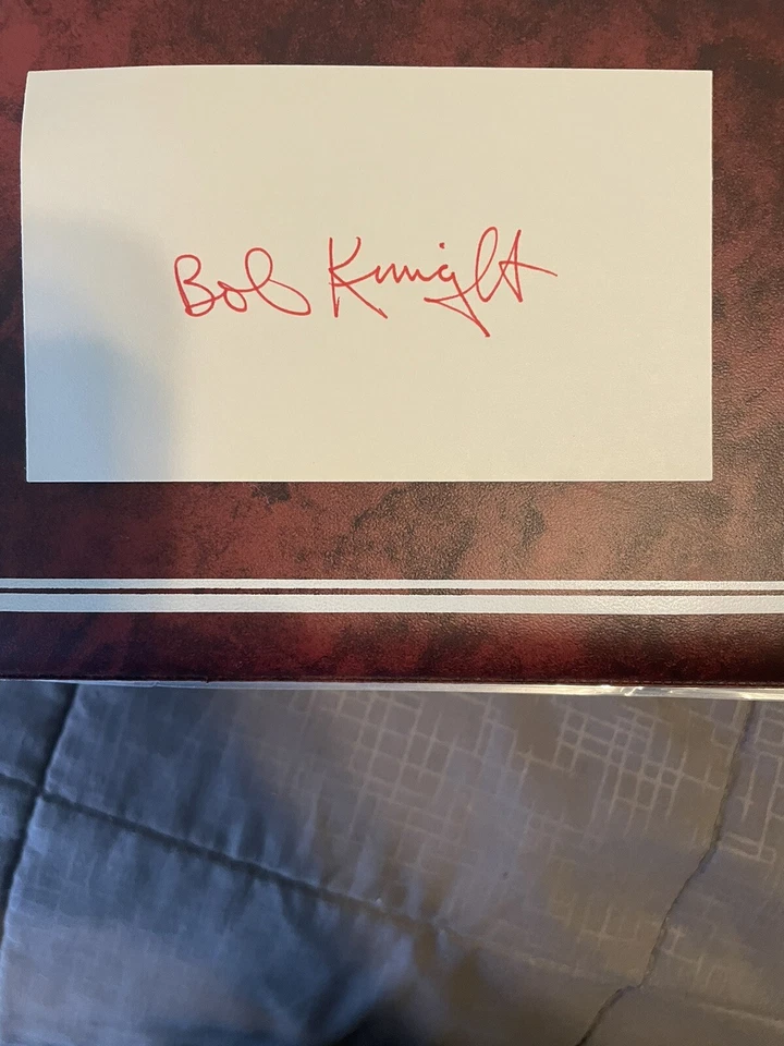 Bob Knight Signed In Red  3x5 Index Card  Hoosiers - Image 1 of 1