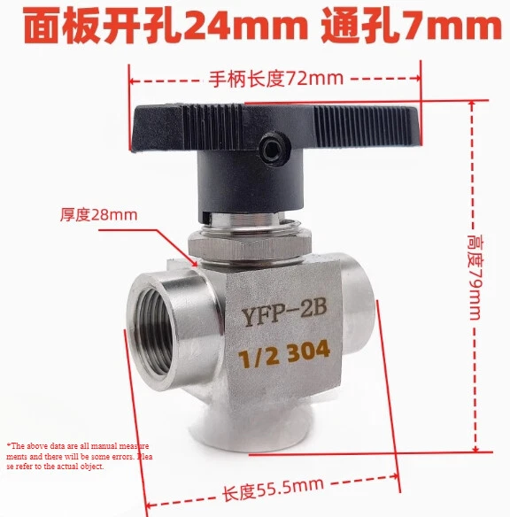 1pc 3way ball valve 1/2" NPT Gas Sleeve Tube L Port 1000PSI Stainless Steel Oil - Image 1 of 1