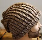 Roll-up Slouch Super Nice Warm Browns Wool Mix Warm Hand Knitted 100% Handmade 