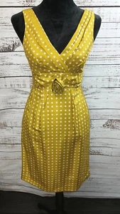 Vestido Vintage Seda J Crew Talla 2 Mostaza Polkadot - Imagen 1 de 6