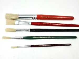 Paquete de 5 cepillos mixtos de cerdas de cerdo mango corto punta redonda y plana para niños - Imagen 1 de 6