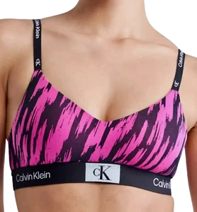 CALVIN KLEIN 1996 Cotton Stretch Lightly Lined Pink Tiger Bralette  Large New - Picture 1 of 2