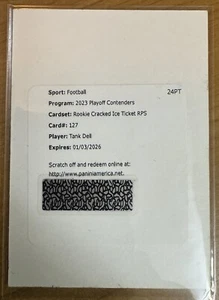 🏈2023 Playoff Contenders - TANK DELL - Rookie Cracked Ice Ticket RPS Redemption - Bild 1 von 2