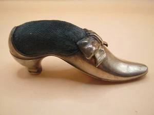 Birmingham 1921 Sterling Silver Slipper Shoe Pin Cushion By Adie & Lovekin - Picture 1 of 5