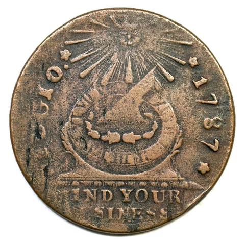 1787 3-D R-3 Club Rays Fugio Cent Colonial Copper Coin Cover