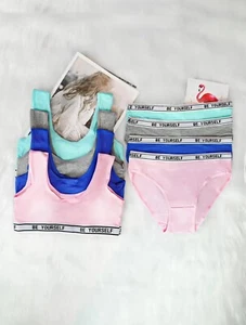 8pcs Set Of Soft & Cozy Cotton Girls Briefs+Padded Bralette - Picture 1 of 3
